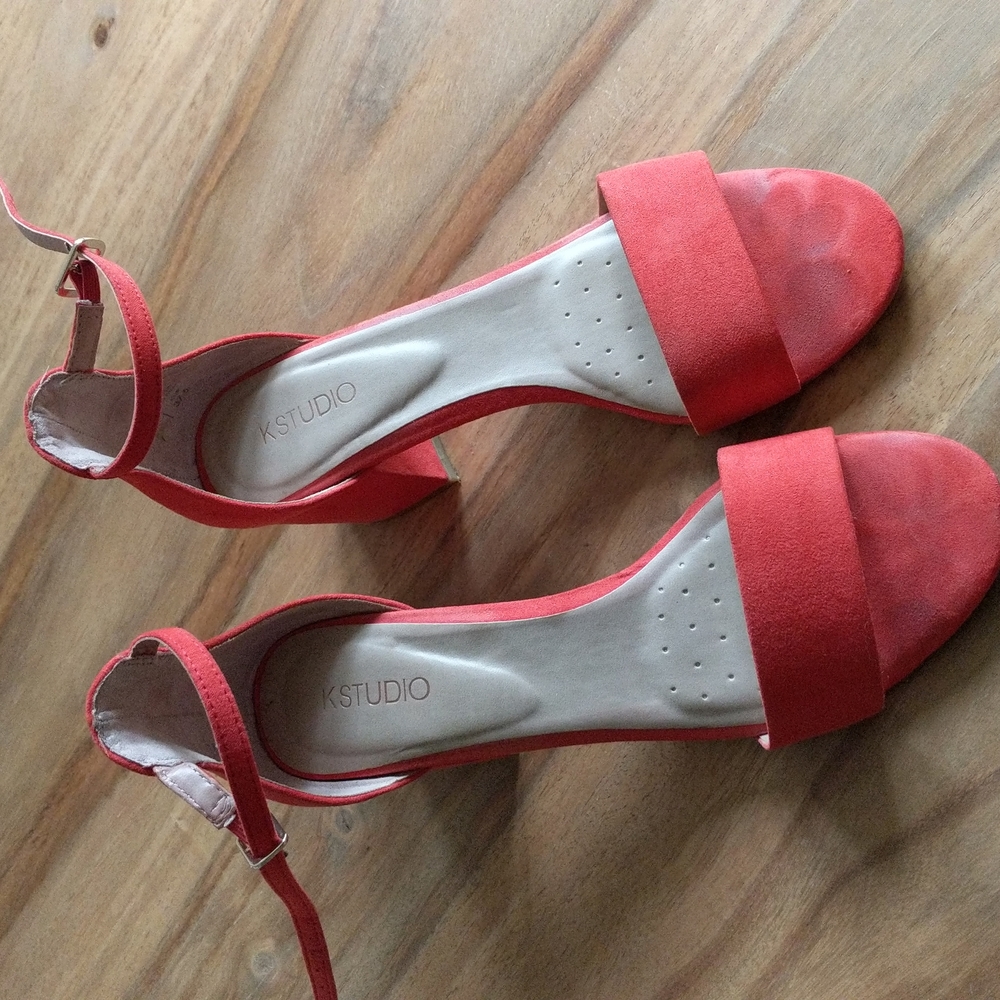 Orange sandals with block heel